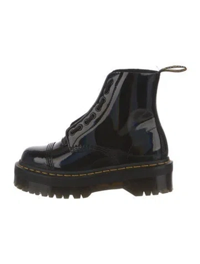 Pre-owned Dr. Martens Patent Leather Combat Boots In Black