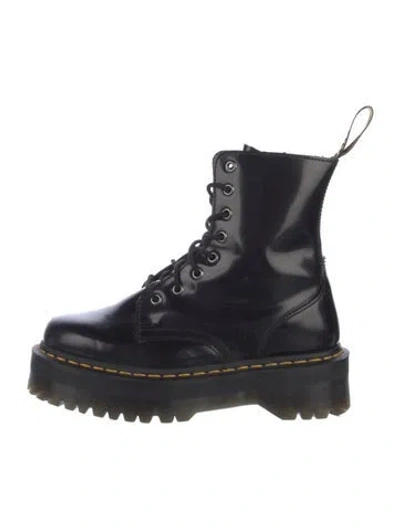Pre-owned Dr. Martens Patent Leather Combat Boots In Black