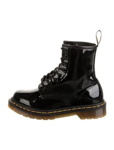 Pre-owned Dr. Martens Patent Leather Combat Boots In Black