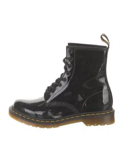 Pre-owned Dr. Martens Patent Leather Combat Boots In Black