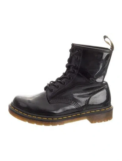 Pre-owned Dr. Martens Patent Leather Combat Boots In Black