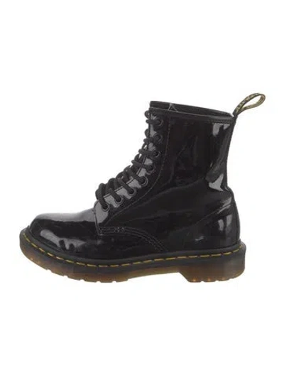 Pre-owned Dr. Martens Patent Leather Combat Boots In Black