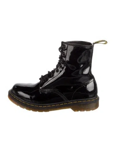 Pre-owned Dr. Martens Patent Leather Combat Boots In Black