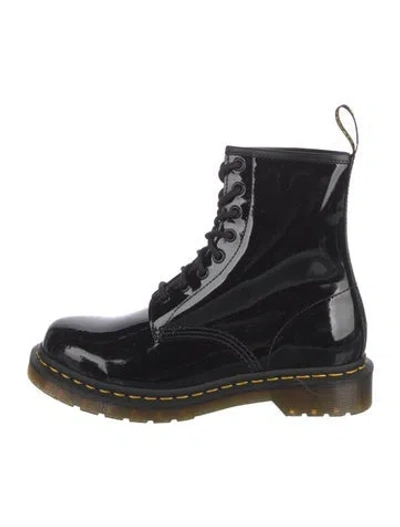 Pre-owned Dr. Martens Patent Leather Combat Boots In Black