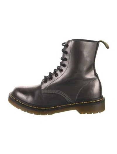 Pre-owned Dr. Martens Patent Leather Combat Boots In Black