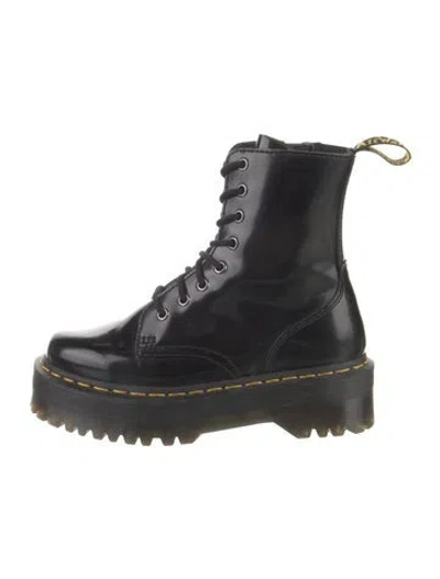 Pre-owned Dr. Martens Patent Leather Combat Boots In Black