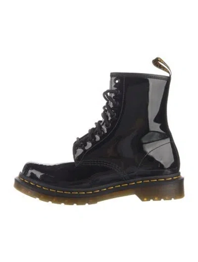 Pre-owned Dr. Martens Patent Leather Combat Boots In Black