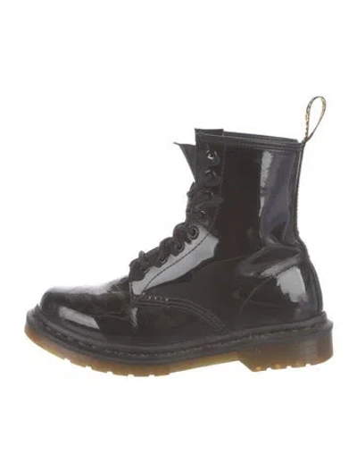 Pre-owned Dr. Martens Patent Leather Combat Boots In Black