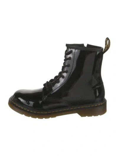 Pre-owned Dr. Martens Patent Leather Combat Boots In Black