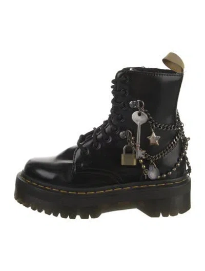 Pre-owned Dr. Martens Patent Leather Combat Boots In Black