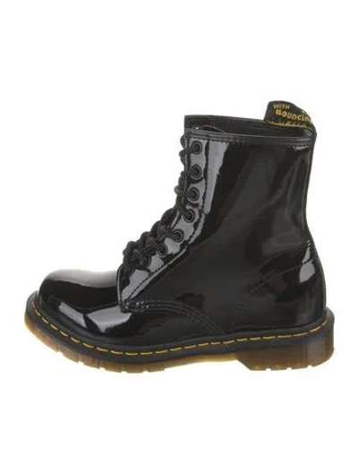 Pre-owned Dr. Martens Patent Leather Combat Boots In Black