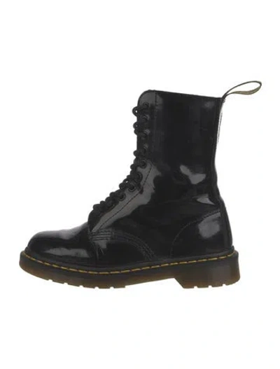 Pre-owned Dr. Martens Patent Leather Combat Boots In Black