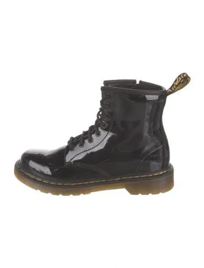 Pre-owned Dr. Martens Patent Leather Combat Boots In Black