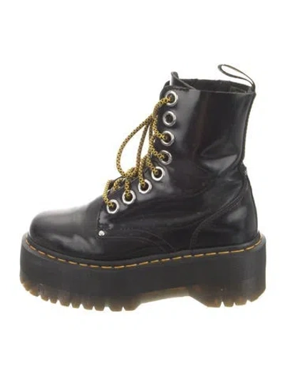 Pre-owned Dr. Martens Patent Leather Combat Boots In Black