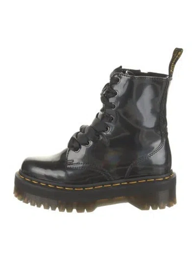 Pre-owned Dr. Martens Patent Leather Combat Boots In Black