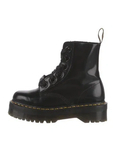 Pre-owned Dr. Martens Patent Leather Combat Boots In Black