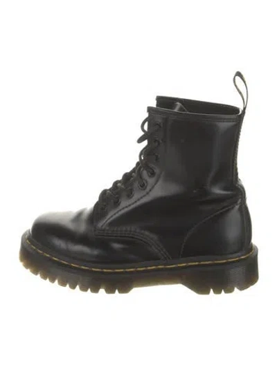 Pre-owned Dr. Martens Patent Leather Combat Boots In Black