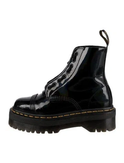 Pre-owned Dr. Martens Patent Leather Combat Boots In Black