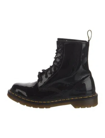 Pre-owned Dr. Martens Patent Leather Combat Boots In Black