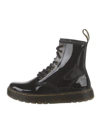 Pre-owned Dr. Martens Patent Leather Combat Boots In Black