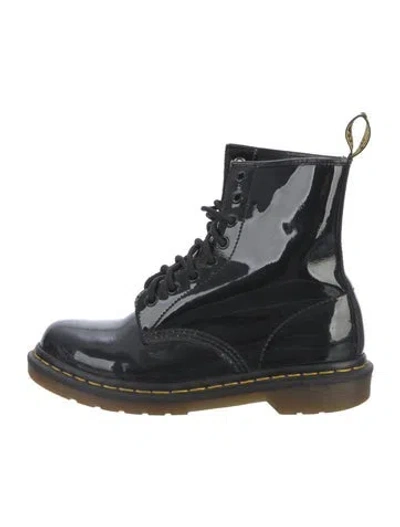 Pre-owned Dr. Martens Patent Leather Combat Boots In Black