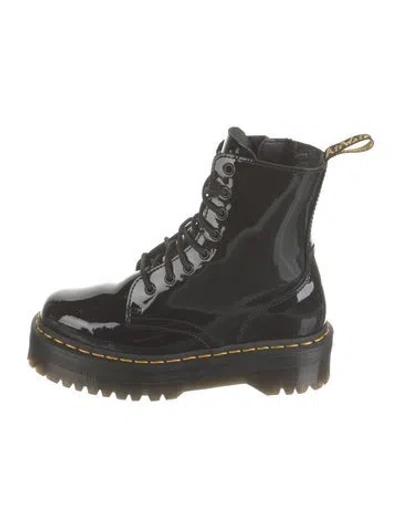 Pre-owned Dr. Martens Patent Leather Combat Boots In Black