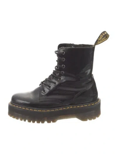 Pre-owned Dr. Martens Patent Leather Combat Boots In Black