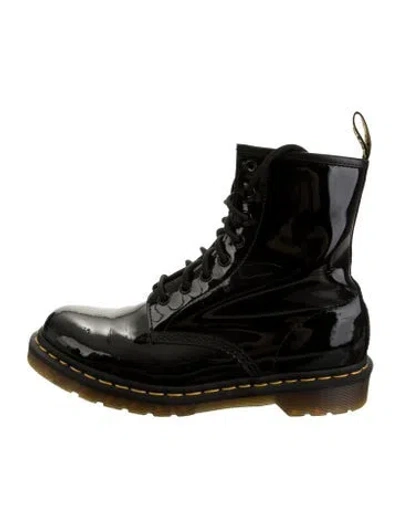 Pre-owned Dr. Martens Patent Leather Combat Boots In Black