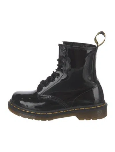 Pre-owned Dr. Martens Patent Leather Combat Boots In Black