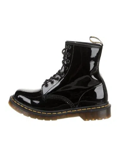 Pre-owned Dr. Martens Patent Leather Combat Boots In Black