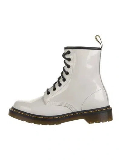 Pre-owned Dr. Martens Patent Leather Combat Boots In Black/white