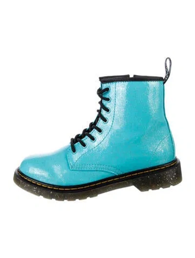 Pre-owned Dr. Martens Patent Leather Combat Boots In Blue