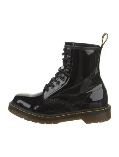 Pre-owned Dr. Martens Patent Leather Combat Boots In Brown