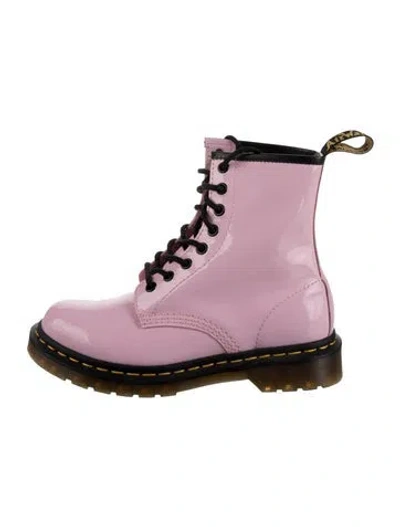 Pre-owned Dr. Martens Patent Leather Combat Boots In Pink