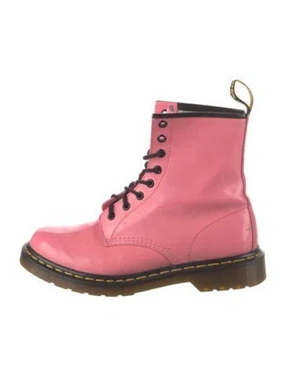 Pre-owned Dr. Martens Patent Leather Combat Boots In Pink