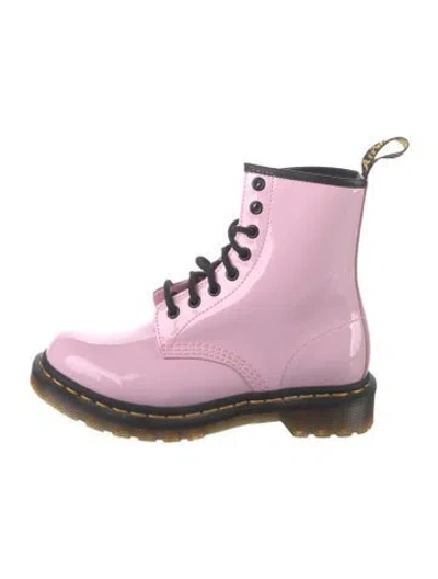 Pre-owned Dr. Martens Patent Leather Combat Boots In Pink