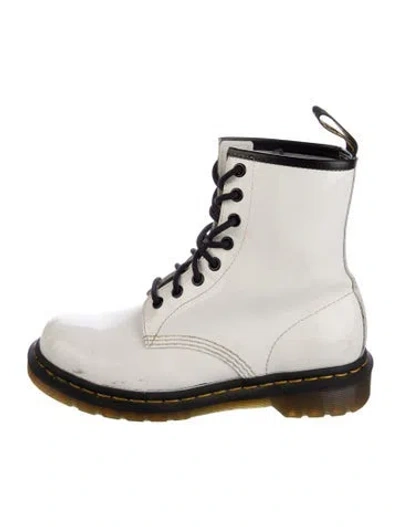 Pre-owned Dr. Martens Patent Leather Combat Boots In White