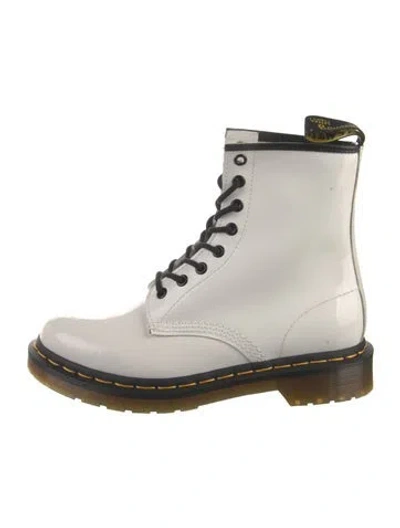 Pre-owned Dr. Martens Patent Leather Combat Boots In White