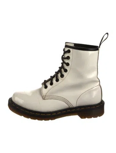 Pre-owned Dr. Martens Patent Leather Combat Boots In White