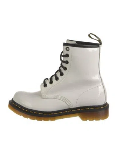 Pre-owned Dr. Martens Patent Leather Combat Boots In White
