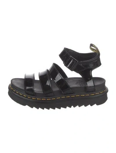 Pre-owned Dr. Martens Patent Leather Gladiator Sandals In Black