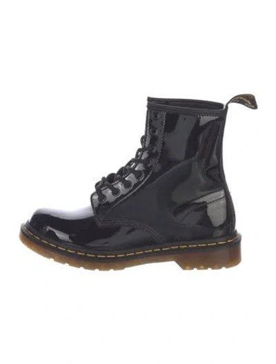 Pre-owned Dr. Martens Patent Leather Lace-up Boots In Blue