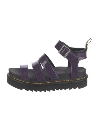 Pre-owned Dr. Martens Patent Leather Sandals In Blue