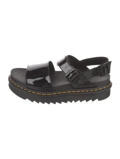 Pre-owned Dr. Martens Patent Leather Slingback Sandals In Black