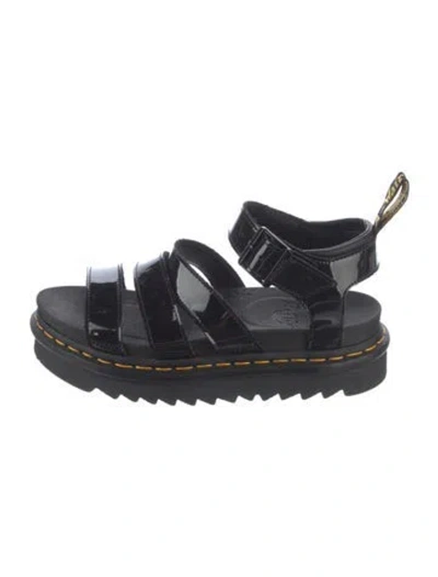 Pre-owned Dr. Martens Patent Leather Slingback Sandals In Black