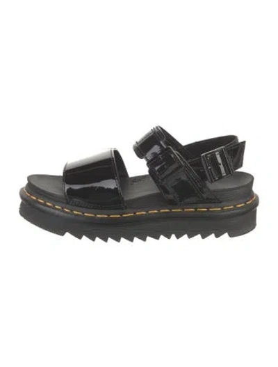 Pre-owned Dr. Martens Patent Leather Slingback Sandals In Black