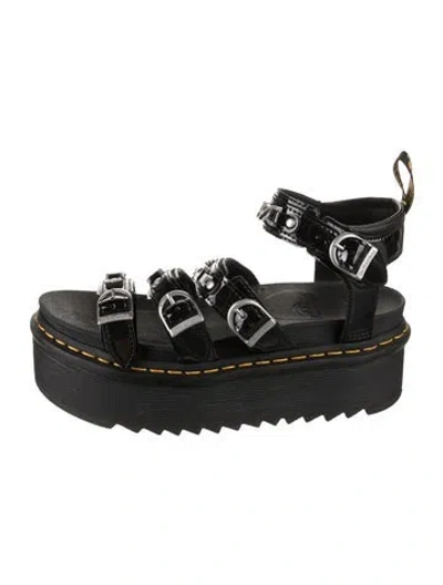 Pre-owned Dr. Martens Patent Leather Studded Accents Sandals In Black