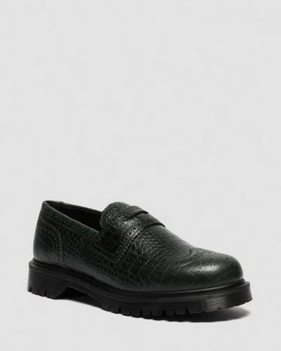 Dr. Martens Penton Brogue Emboss Leather Loafers In Green