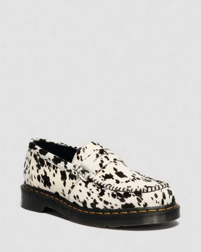 Dr. Martens Penton Dalmatian Hair On Leather Loafers In White