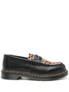 Dr. Martens' Penton Loafers In Black+light Tan Smooth+mini Leopard Spot Hair On